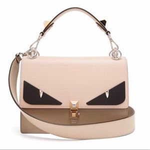 FENDI kan I Monster Eyes Leather Bag in Neutral